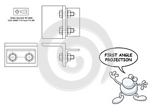 First, 1, st, Angle, Projection, Orthographic, View, Technical, Building, Construction, Fabrication, Assembly, Components, Enginee