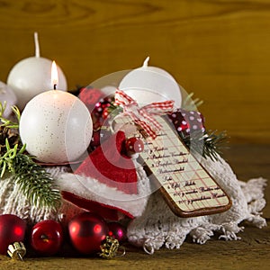 First advent with one burning candle on the wreath.