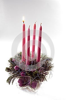 first advent week, candle wreath isolated