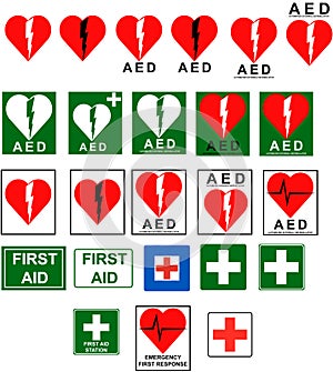 First Aid - AED signs