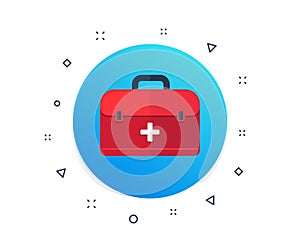 First aid bag icon. Medical box. Emergency health care kit. Vector