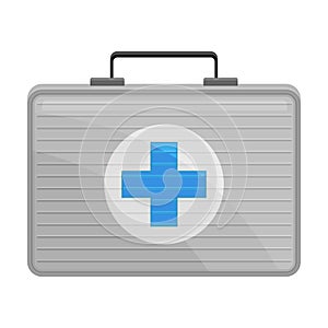 First Aid Box with Cross Sign Isolated on White Background Vector Illustration