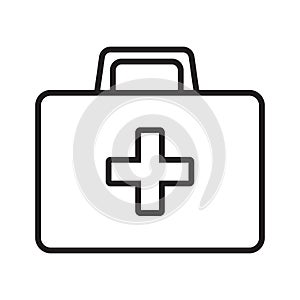 First aid box line icon. First aid kit, Medical care bag icon symbol.