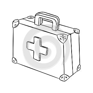 First aid box in sketchy hand drawn style