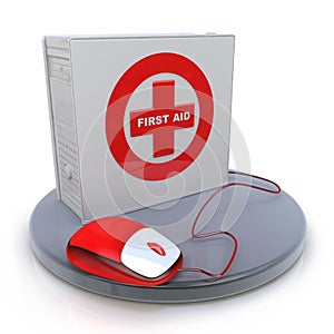 First aid box standing up with mouse