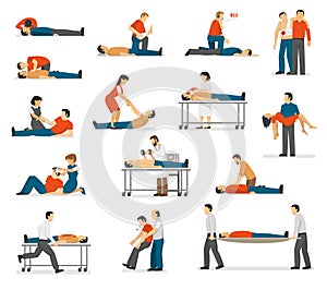 First Aid Emergency Flat Icons Set