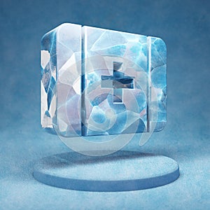 First Aid icon. Cracked blue Ice First Aid symbol on blue snow podium