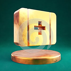 First Aid icon. Fortuna Gold First Aid symbol on golden podium