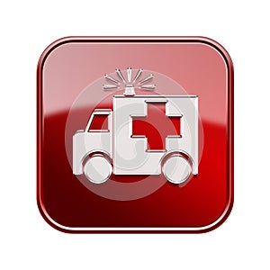 First aid icon glossy red..