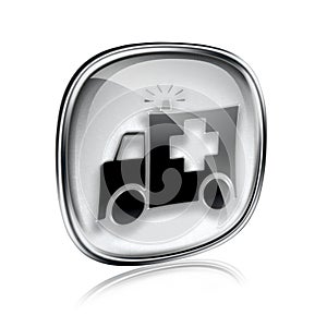 First aid icon grey glass.