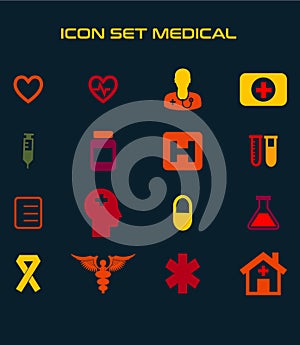 First aid icon set for health and modern medical business vector concepts