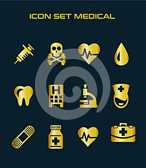 First aid icon set for health and modern medical business vector concepts