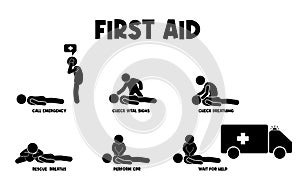 First aid icon set. Simple set of first aid vector icons f