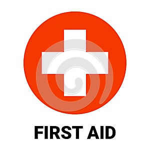 First aid icon symbol. Vector green cross safety medic treatment ambulance first aid help