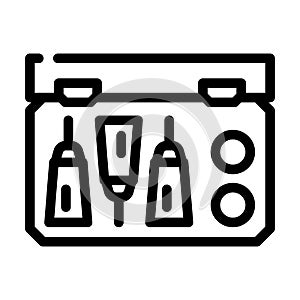 first aid kit with antidote line icon vector illustration