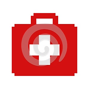 First aid kit bag icon pixel art