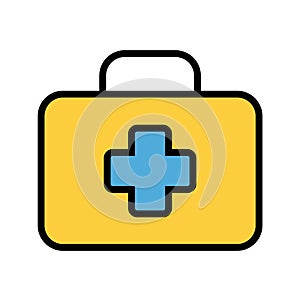 first aid kit case lineal color vector icon