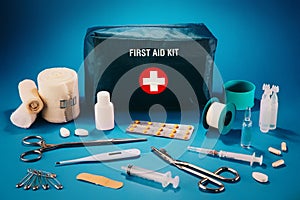 First aid kit content. photo