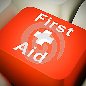 First aid kit for emergencies and medical assistance or treatment - 3d illustration photo