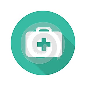 First aid kit flat design long shadow icon