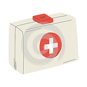 First aid kit. A flat vector illustration isolated on a white background.