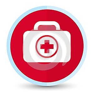 First aid kit icon flat prime red round button