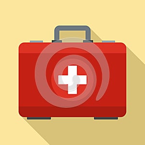 First aid kit icon, flat style