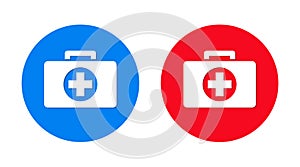 First aid kit icon flat trendy round button set