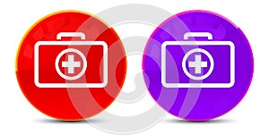 First aid kit icon glossy round buttons illustration