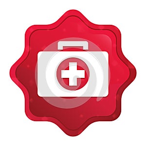 First aid kit icon misty rose red starburst sticker button