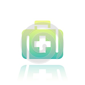 First aid kit icon over white