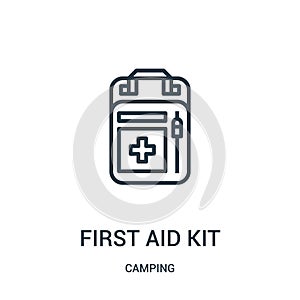 first aid kit icon vector from camping collection. Thin line first aid kit outline icon vector illustration. Linear symbol