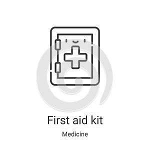 first aid kit icon vector from medicine collection. Thin line first aid kit outline icon vector illustration. Linear symbol for