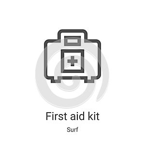 first aid kit icon vector from surf collection. Thin line first aid kit outline icon vector illustration. Linear symbol for use on