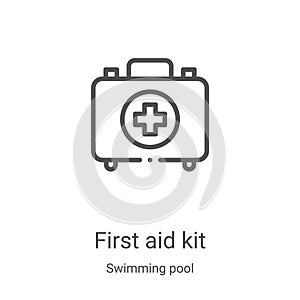 first aid kit icon vector from swimming pool collection. Thin line first aid kit outline icon vector illustration. Linear symbol