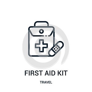 first aid kit icon vector from travel collection. Thin line first aid kit outline icon vector illustration. Linear symbol for use