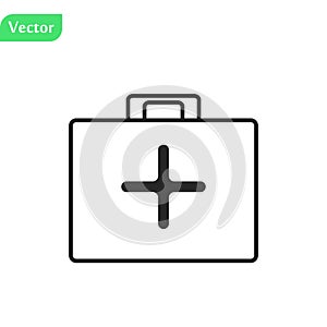 First aid kit   illustration, flat cartoon medical or pharmacy emergency kit icon, physician or healthcare bag pack
