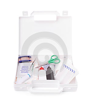 First aid kit isolated on white