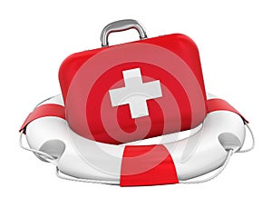 First Aid Kit in Lifebuoy Isolated