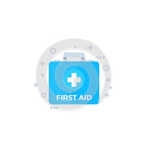 First aid kit, medical box vector flat icon