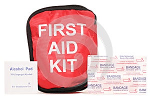 First aid kit with plasters