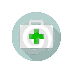 First Aid Kit Round Flat Medical Icon Illustration