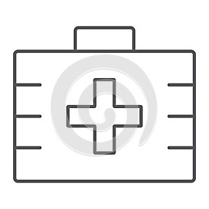 First aid kit thin line icon, health and clinical