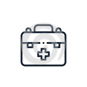 first aid kit vector icon isolated on white background. Outline, thin line first aid kit icon for website design and mobile, app