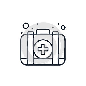 first aid kit vector icon isolated on white background. Outline, thin line first aid kit icon for website design and mobile, app