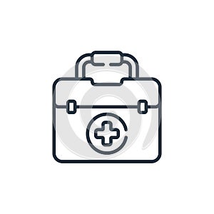 first aid kit vector icon isolated on white background. Outline, thin line first aid kit icon for website design and mobile, app