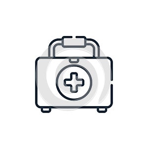 first aid kit vector icon isolated on white background. Outline, thin line first aid kit icon for website design and mobile, app