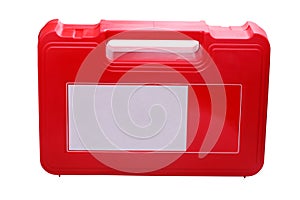 First aid kit on white background