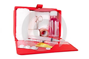 First aid kit on a white background