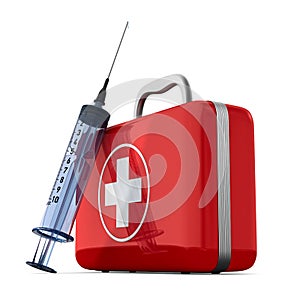 First aid kit on white background. Isolated 3D illustration